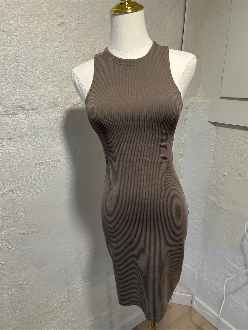 lululemon athletica Ribbed Midi Tank Dress in Taupe